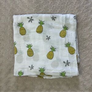 Coco Moon Pineapples Baby Swaddle Blanket Yellow White Green Gray Bamboo Rayon